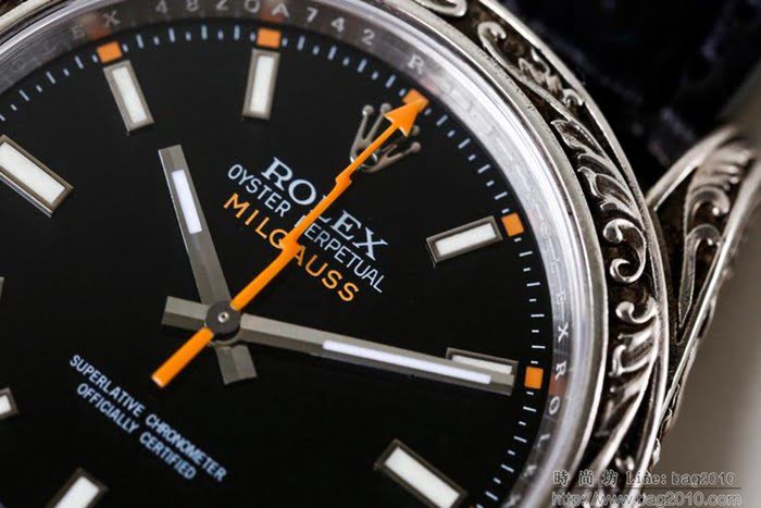 ROLEX勞力士 新品上市 N9最新力作 雕刻手工 純銀殼套 瑞士ETA2824自動上旋機芯 超強防水 鱷魚皮錶帶 高檔男士腕表  wssb4775